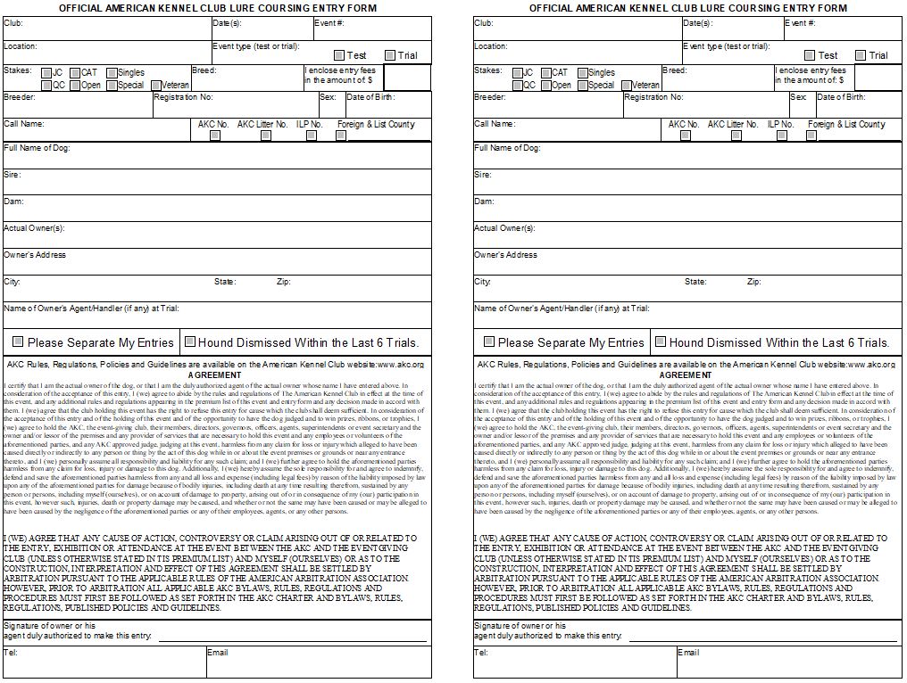 Akc Printable Entry Form