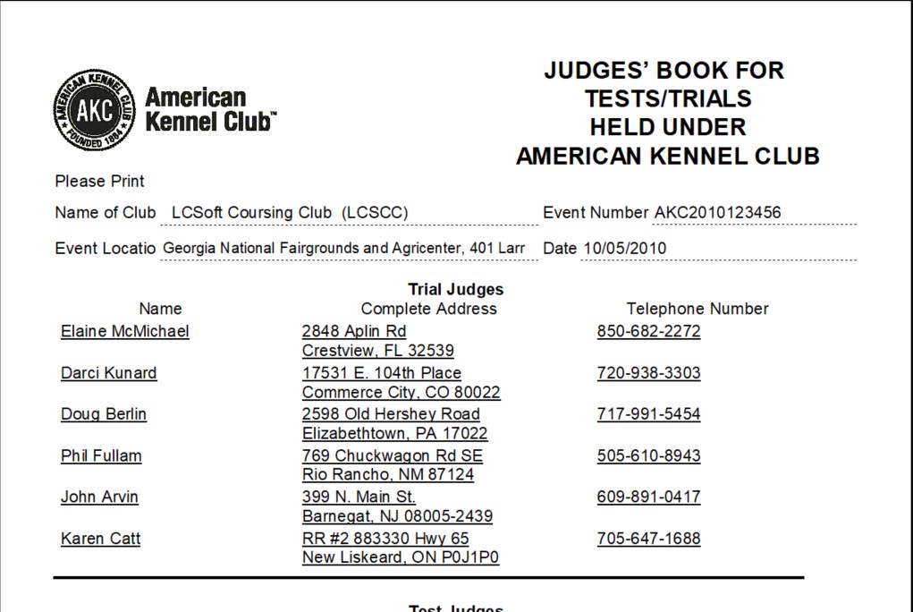 AKC Lure Coursing Test/Trial Application