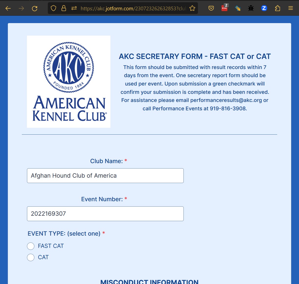 AKC Lure Coursing Test/Trial Application